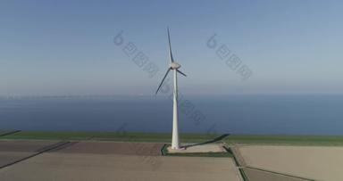 风涡轮空中视图荷兰无人机视频